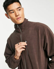 【送料無料】 アダプト メンズ パーカー・スウェット アウター ADPT oversized zip through fleece with technical details in chocolate Seal brown
