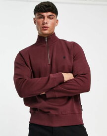 【送料無料】 フレンチコネクション メンズ パーカー・スウェット アウター French Connection half zip sweatshirt in chateux RED