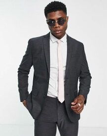 【送料無料】 ニュールック メンズ ジャケット・ブルゾン アウター New Look skinny suit jacket in dark gray Dark Gray
