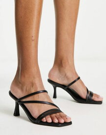 【送料無料】 エイソス レディース サンダル シューズ ASOS DESIGN Hartley strappy mid sandal heeled mules in black Black