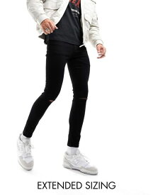 【送料無料】 エイソス メンズ デニムパンツ ジーンズ ボトムス ASOS DESIGN spray on jeans with power stretch with knee rips in black Black