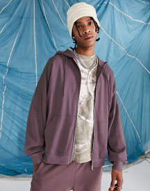 【送料無料】 エイソス メンズ パーカー・スウェット フーディー アウター ASOS DESIGN super oversized zip through hoodie in washed purple Flint