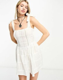 【送料無料】 リクレイム ヴィンテージ レディース ワンピース トップス Reclaimed Vintage prairie mini dress with tie straps in white IVORY