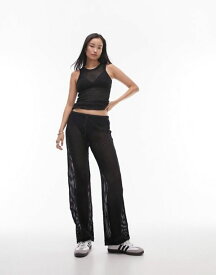 【送料無料】 トップショップ レディース カジュアルパンツ ボトムス Topshop beachy loose knit wide leg pants in black - part of a set Black