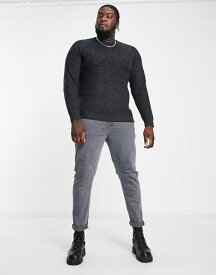 【送料無料】 フレンチコネクション メンズ ニット・セーター アウター French Connection Plus medium stitch raglan sweater in charcoal CHARCOAL