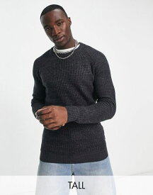 【送料無料】 フレンチコネクション メンズ ニット・セーター アウター French Connection Tall medium stitch raglan sweater in charcoal CHARCOAL