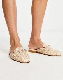 【送料無料】 エイソス レディース サンダル シューズ ASOS DESIGN Motto chain flat raffia mules in beige Raffia Beige