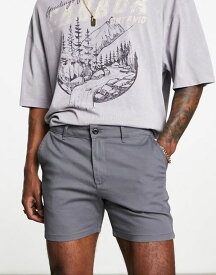 【送料無料】 エイソス メンズ ハーフパンツ・ショーツ ボトムス ASOS DESIGN skinny chino shorts in shorter length in gray Gray