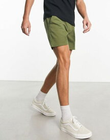 【送料無料】 エイソス メンズ ハーフパンツ・ショーツ ボトムス ASOS DESIGN skinny chino shorts in shorter length in khaki Cypress