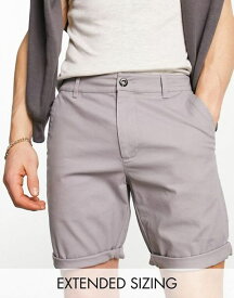 【送料無料】 エイソス メンズ ハーフパンツ・ショーツ ボトムス ASOS DESIGN skinny chino shorts in mid length in light gray LIGHT GRAY