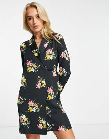 【送料無料】 リバーアイランド レディース ワンピース トップス River Island floral mini shirt dress in black Black