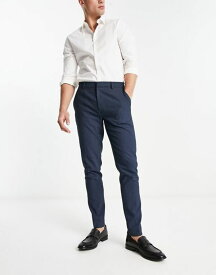 【送料無料】 エイソス メンズ カジュアルパンツ ボトムス ASOS DESIGN smart super skinny pants with pin dot texture in navy NAVY