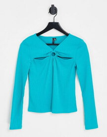 【送料無料】 ヴェロモーダ レディース シャツ トップス Vero Moda long sleeve top with front detail in blue Viridian green