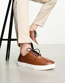 【送料無料】 エイソス メンズ オックスフォード シューズ ASOS DESIGN lace up brogue shoes in tan faux leather TAN