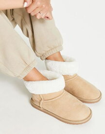 【送料無料】 グラマラス レディース ブーツ・レインブーツ シューズ Glamorous faux suede slipper boots in latte Latte