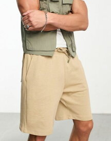 【送料無料】 エイソス メンズ ハーフパンツ・ショーツ ボトムス ASOS DESIGN oversized jersey mid length shorts in beige Sesame