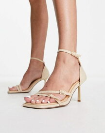 【送料無料】 エイソス レディース サンダル シューズ ASOS DESIGN Henley buckle detail mid heeled sandals in natural linen Beige linen