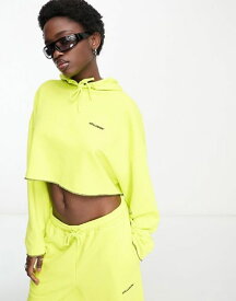 【送料無料】 コルージョン レディース パーカー・スウェット フーディー アウター COLLUSION branded cropped hoodie in lime LIGHT GREEN