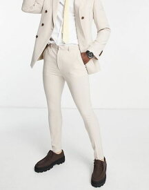 【送料無料】 エイソス メンズ カジュアルパンツ ボトムス ASOS DESIGN super skinny suit pants in stone STONE