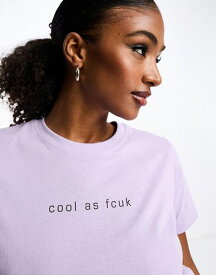 【送料無料】 フレンチコネクション レディース Tシャツ トップス French Connection cool as FCUK T-shirt in lavender Lavender/Black