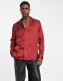 【送料無料】 エイソス メンズ シャツ トップス ASOS DESIGN relaxed satin shirt in red RED