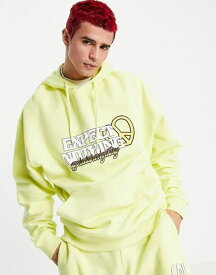 【送料無料】 エイソス メンズ パーカー・スウェット アウター ASOS DESIGN oversized hoodie in yellow with text print - part of a set Multi