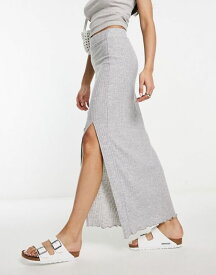 【送料無料】 ミスセルフフリッジ レディース スカート ボトムス Miss Selfridge ribbed midaxi skirt with side split in heather gray Gray Heather