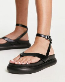 【送料無料】 エイソス レディース サンダル シューズ ASOS DESIGN Fahrenheit chunky toe thong flat sandals in black - BLACK Black