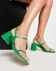 【送料無料】 パブリックデザイア レディース サンダル シューズ Public Desire Just Realise strappy mid heel sandals in green pu GREEN PU
