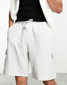 【送料無料】 エイソス メンズ ハーフパンツ・ショーツ ボトムス ASOS DESIGN oversized jersey shorts with cargo pocket in white heather White marl
