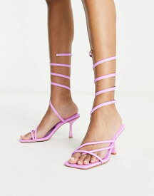 【送料無料】 シミ レディース サンダル シューズ Simmi London Alisa mid heeled sandal with sprial ankle tie in purple exclusive to ASOS purple