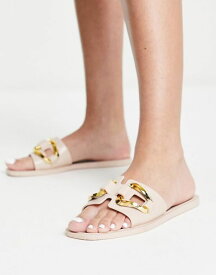【送料無料】 エイソス レディース サンダル シューズ ASOS DESIGN Fleur chain jelly flat sandal in beige BEIGE