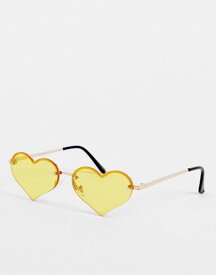 【送料無料】 ジーパーズ ピーパーズ レディース サングラス・アイウェア アクセサリー Jeepers Peepers festival heart rimless sunglasses in yellow YELLOW