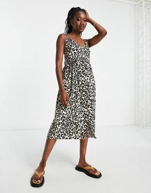 【送料無料】 インフルエンス レディース ワンピース トップス Influence cotton poplin cami midi dress in leopard print LEOPARD