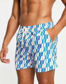 【送料無料】 サウスビーチ メンズ ハーフパンツ・ショーツ 水着 South Beach swim shorts in blue geometric print Blue
