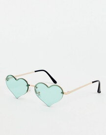 【送料無料】 ジーパーズ ピーパーズ レディース サングラス・アイウェア アクセサリー Jeepers Peepers heart rimless sunglasses in green GREEN