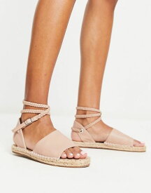 【送料無料】 エイソス レディース サンダル シューズ ASOS DESIGN Jelly rope tie espadrilles sandals in beige BEIGE