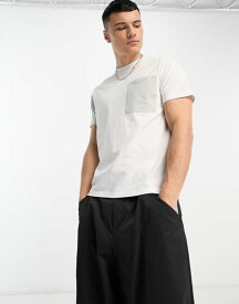 【送料無料】 アナザーインフルエンス メンズ Tシャツ トップス Another Influence regular fit color block t-shirt in white White