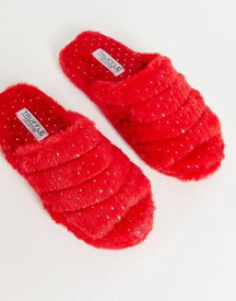 【送料無料】 トリュフコレクション レディース サンダル シューズ Truffle Collection fluffy open toe slipper in red Red glitter