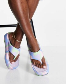 【送料無料】 エイソス レディース サンダル シューズ ASOS DESIGN Francesca flatform sandals in pastel mix PASTEL SWIRL