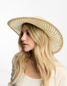 yz GC\X fB[X Xq ANZT[ ASOS DESIGN straw open weave floppy hat in two tone weave NEUTRAL