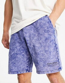 【送料無料】 エイソス メンズ ハーフパンツ・ショーツ ボトムス ASOS DESIGN oversized jersey shorts in blue acid wash with text print - part of a set Amparo blue