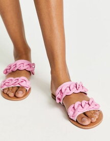【送料無料】 サウスビーチ レディース サンダル シューズ South Beach chain trim double band sandals in pink Pnk