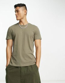 【送料無料】 ニュールック メンズ Tシャツ トップス New Look crew neck t-shirt in dark khaki Dark Khaki