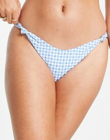 【送料無料】 コットンオン レディース ボトムスのみ 水着 Cotton:On Brazilian bikini bottom in blue gingham Cornflower gingham