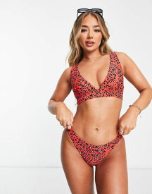 【送料無料】 フィグリーブス レディース ボトムスのみ 水着 Figleaves brazilian bikini bottom in red leopard print Red Leopard