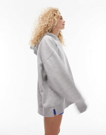 【送料無料】 トップショップ レディース パーカー・スウェット アウター Topshop Premium oversized hoodie in gray heather Gray