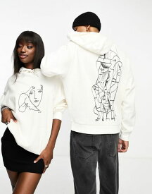 【送料無料】 エイソス メンズ パーカー・スウェット アウター ASOS DESIGN unisex license oversized hoodie with Picasso doodle print in ecru ECRU