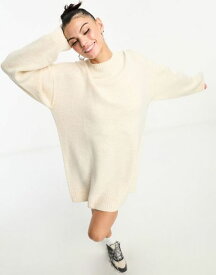 【送料無料】 ウィークデイ レディース ワンピース トップス Weekday Eloise wool oversized mini sweater dress in off-white melange exclusive to ASOS Off-white