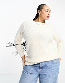 【送料無料】 ユアーズ レディース ニット・セーター アウター Yours oversized crew neck sweater in cream CREAM